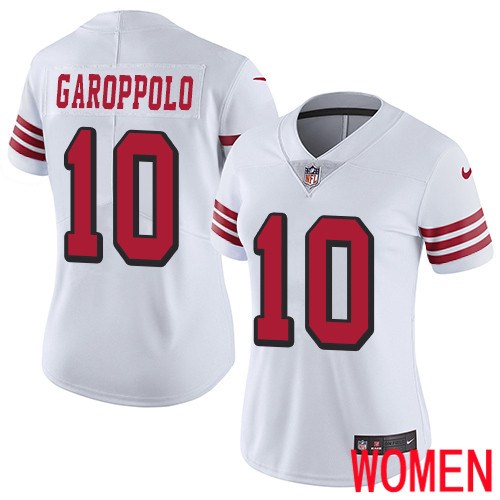 San Francisco 49ers Limited White Women #10 Jimmy Garoppolo NFL Jersey Rush Vapor Untouchable